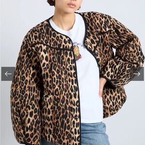 Oversized Leopard Print Bomber Jacket